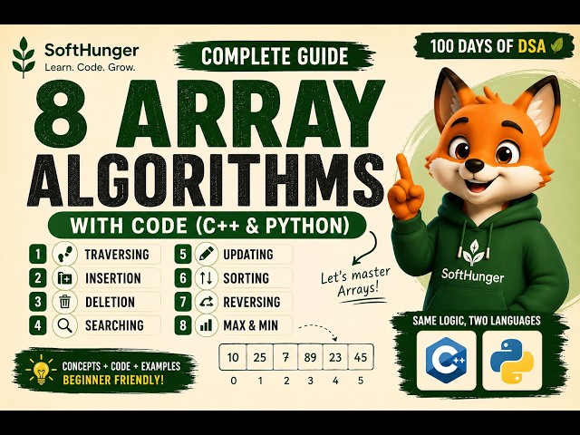 Array Algorithms Explained for Beginners (8 Must-Know Algorithms) | Day 04 | 100 Days of DSA