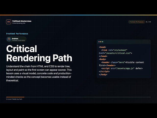 Critical Rendering Path Explained | FullStack Masterclass Frontend Performance Course