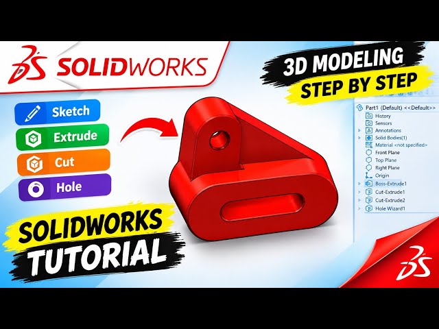 SolidWorks 3D Modeling Tutorial | Step-by-Step Part Design