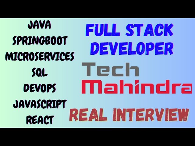 Tech Mahindra Full Stack Developer Interview | Java | Spring Boot | Microservices | AWS | DevOps