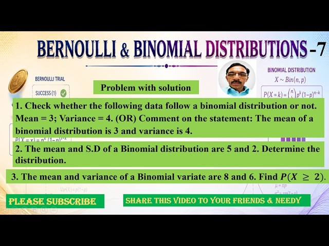 Bernoulli & Binomial Distribution  7 ,   #problemwithsolution ,   please subscribe & share🙏