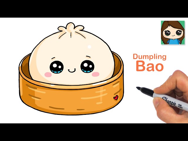 How to Draw a Steamed Bao Dumpling Dim Sum 🥟 Cute Food Art