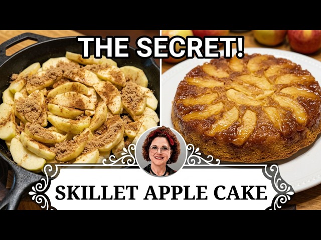 Apple Skillet Cake - Iron Skillet Upside Down Cake - Delicious Moist Cake