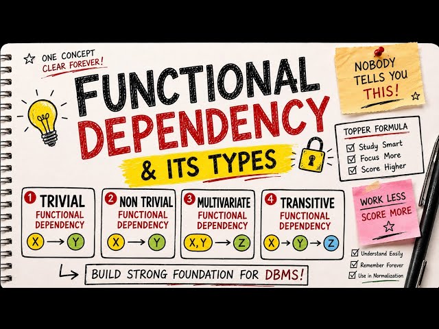 Functional Dependency & Its Types Explained Simply | One Video is Enough! 🔥 | DBMS