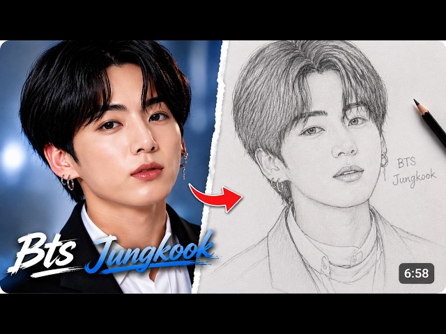 How to Draw BTS Jungkook Face | Easy Pencil Drawing Tutorial#bts#bts jungkook#jungkook#bts army