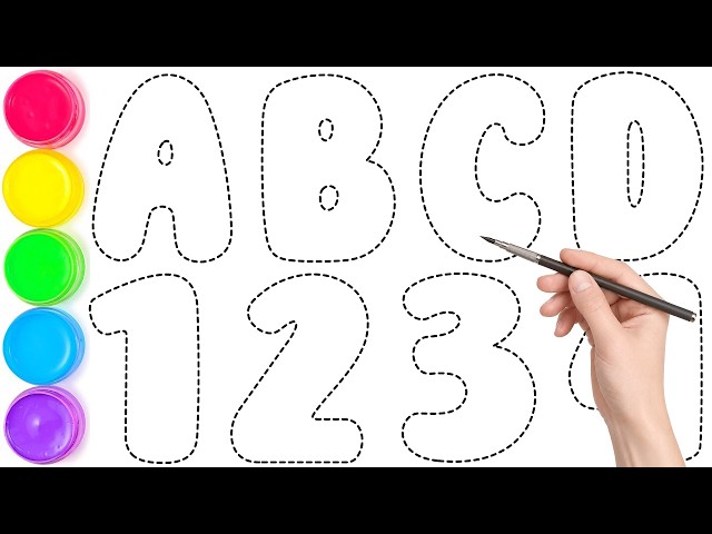 Phonics Song, Let's Learn How to Draw and Paint ABCD & 1234 Easy Step by Step for Beginners, KS ART