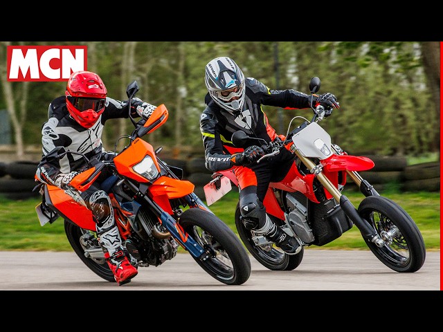 Duelo de supermotos eléctricas vs. gasolina ⚡️ Stark Varg SM vs KTM 690 SMC R | Reseña de MCN