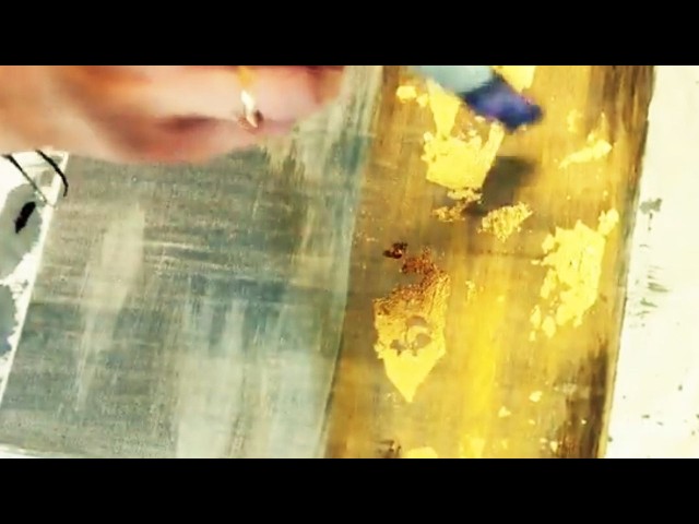 DIY Gray, Brown, White and Gold Leaf Abstract Wall Art