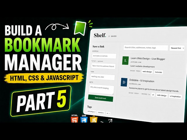 Build a Bookmark Manager with HTML | Complete Page Structure – Part 5