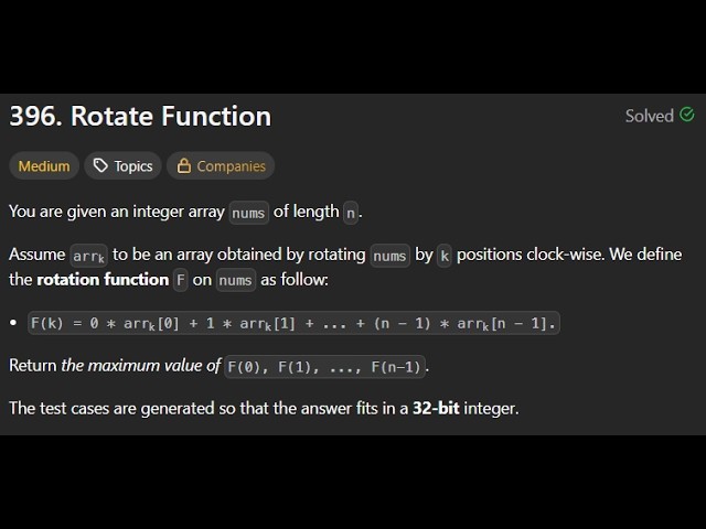 396. Rotate Function | LeetCode | LeetCode 396