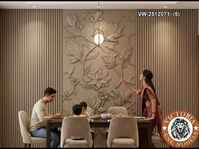 Luxury CNC Wall Panel Design | Modern Dining Room Feature Wall VIDEO 393