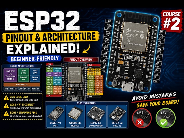 ESP32 Pinout & Architecture Explained (Beginner-Friendly) | ESP32 Course #2