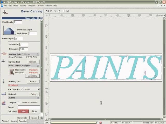 ARTCAM operating video - Bevel carving