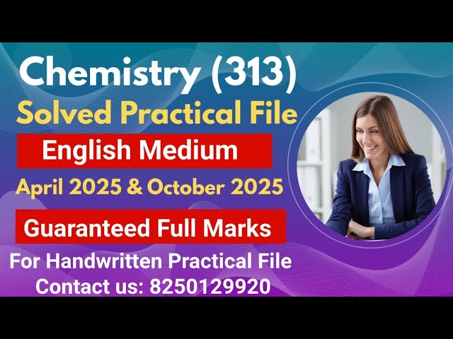 Nios Class 12th Chemistry (313) SOLVED PRACTICAL File 2025 | nios 12th ChemistryPracticalFile2024-25