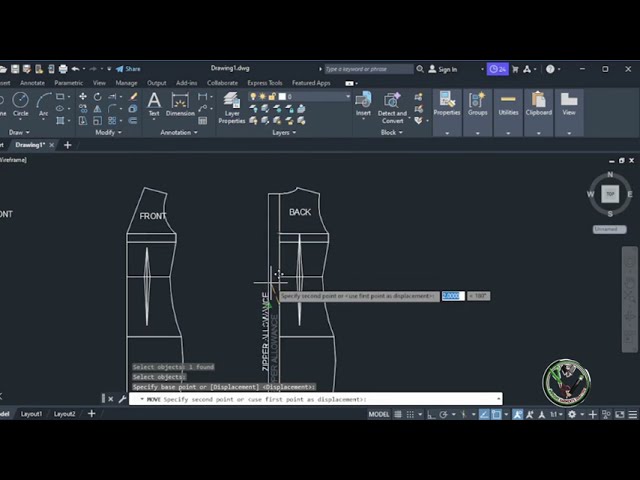 AutoCAD Fashion and Design Vee Dress Pattern drafting for beginners