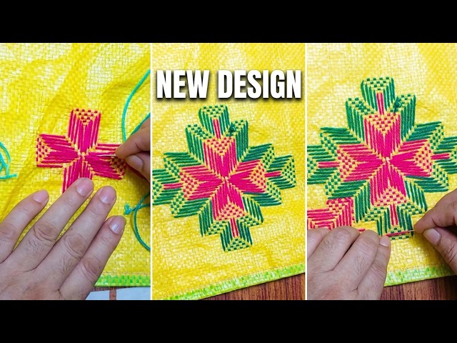 Transforming Old Plastic Sacks into Beautiful Designer Ason Rugs Step by Step#trendingvideo