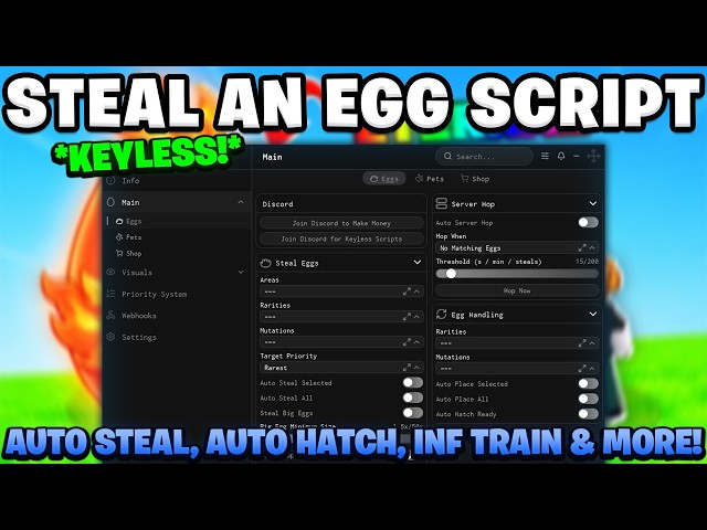 *UPDATED* Steal an Egg Script | KEYLESS With Auto Steal, Auto hatch, INF Train & More!