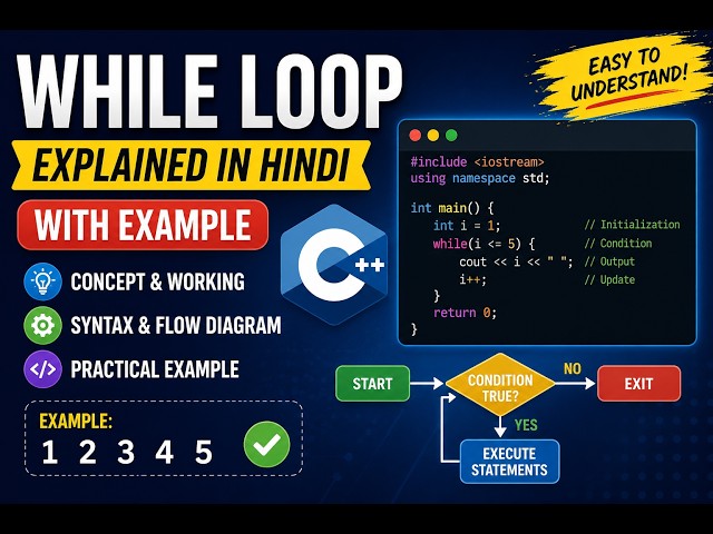 Lec 9: While Loop in C++ Explained in Hindi | While Loop with Example | C++ Programming Tutorial