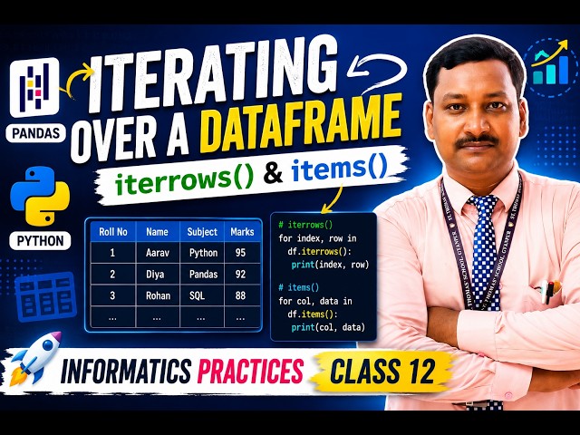 Iterating Over a DataFrame | iterrows() & items() | Pandas | Python | Informatics Practices Class 12
