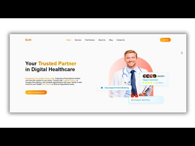 How to Create Digital Healthcare Website Using Html, CSS and JavaScript | @TechnoWhiteFang