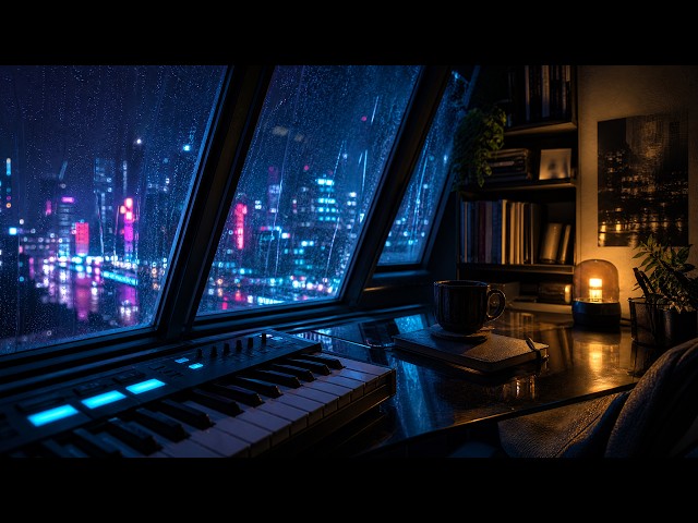 Neon Window Study Room — Original Dark Lo-Fi Jazz for Late-Night Focus