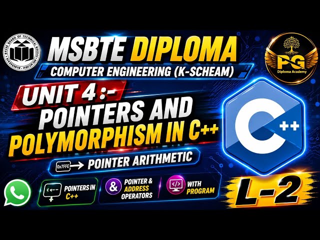 Lecture 2 | Pointer Arithmetic in C++ | Pointer Increment & Decrement | Unit 4 OOP | MSBTE K-Scheme