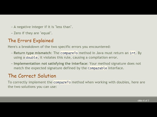 How to Properly Override the compareTo Method for Doubles in Java