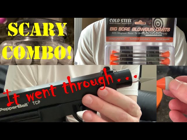 Pepperball TCP firing Byrna kinetic + blow dart projectile combo🎯