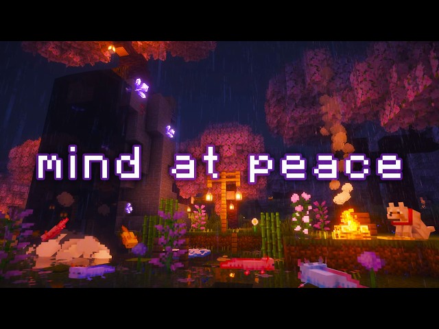 it's raining, time to sleep... (minecraft music & waterfall sounds)