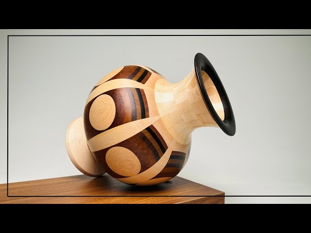 Beautiful Striped Segmented Vase | Mixed Hardwoods, woodturning
