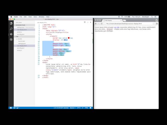 CSS display inline, inline-block, block, none