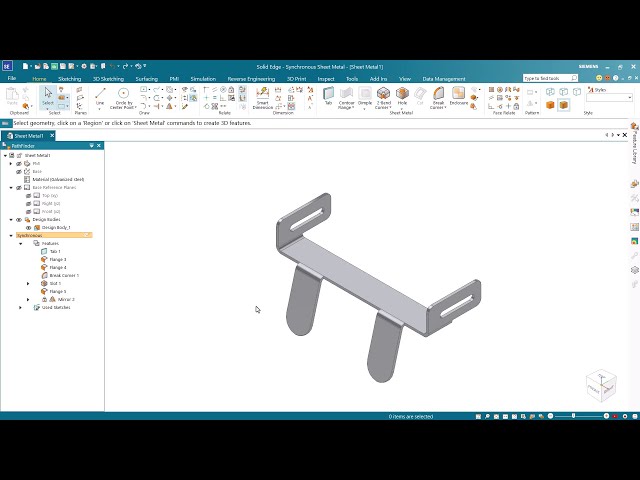 Designcenter Solid Edge Tutorial: Complete and automated sheet metal design