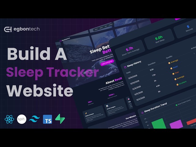 Build a Sleep Tracker Website with Dashboard | Next.js 16, TailwindCSS, Supabase