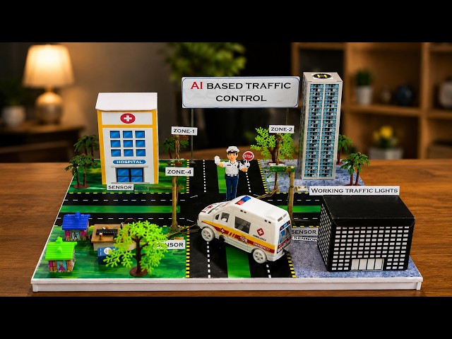 AI-Powered Smart Traffic Control System | Smart Ambulance Model using Arduino school project