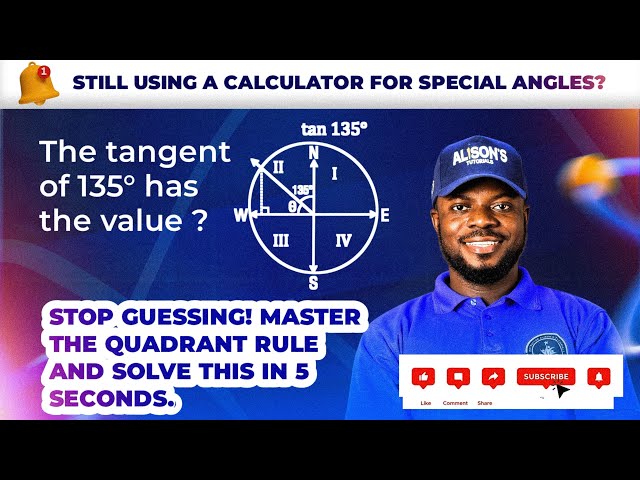 Why tan 135° = −1 | Quadrant Logic, History of Angles & a Simple Triangle Proof
