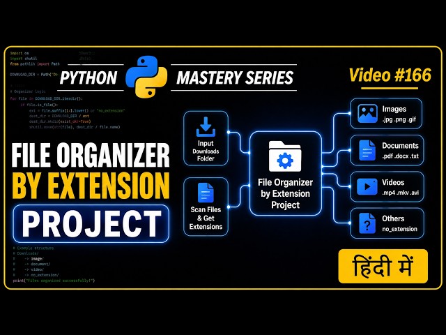 Python File Organizer Project in Hindi | Organize Files by Extension using pathlib & shutil