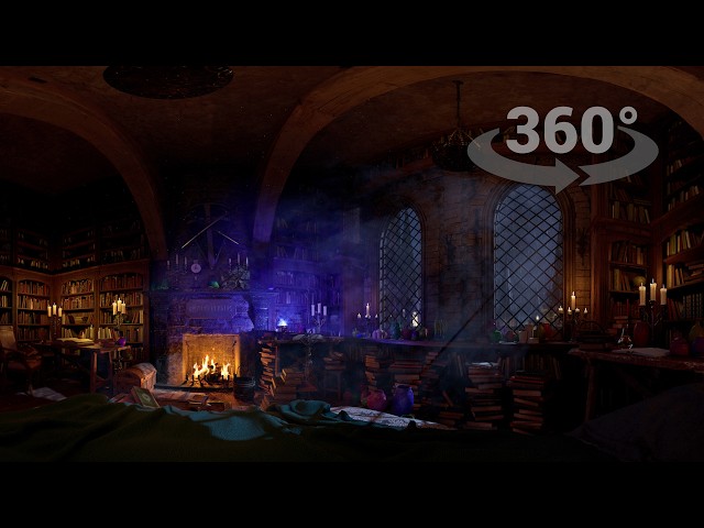 An Immersive 360 Medieval Bedroom | Wind And Rain Sounds | Thunderstorm Sounds For Sleeping