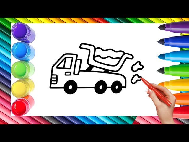 How To Draw cute Dump Truck Drawing, Painting & Coloring For Kids and Toddlers_ Child Art🌈🎨 🐋