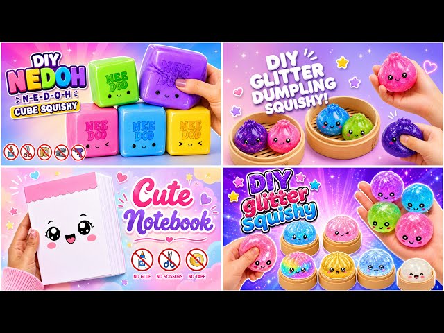 How to make notebook / viral dumpling squishy / needoh squishy cube / easy diy crafts / TikTok craft