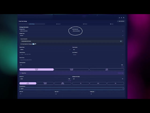 Creating a Solana Memecoin strategy in TradeLabs.org