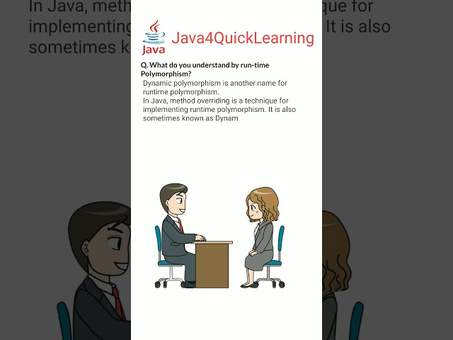 What is run time polymorphism #java #polymorphism #interview #freshers #shorts #java4quicklearning