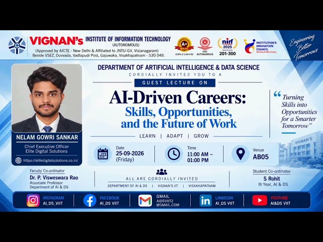 AI-Driven Careers | Guest Lecture | AI&DS | VIIT