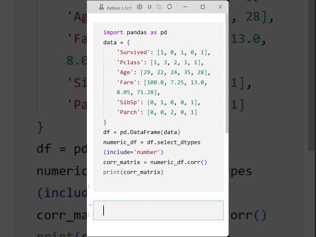 04 Calculate Correlation Matrix in Python for Titanic Data