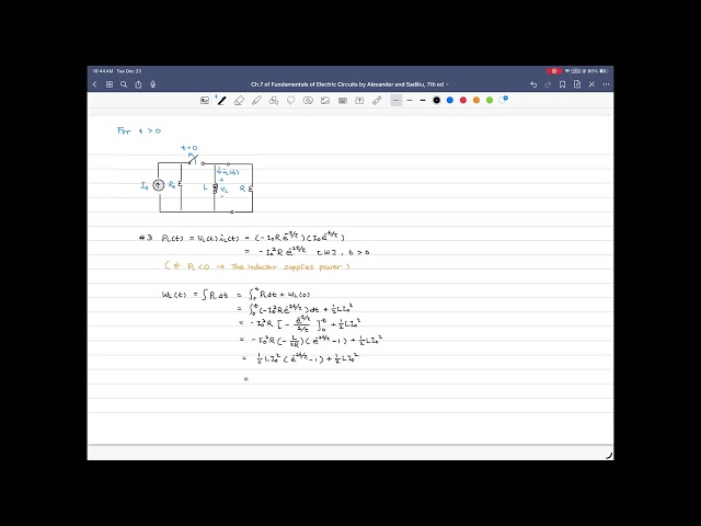 Ch 7.3 Source-free RL (3), Fundamentals of Electric Circuits, 7th ed, by Alexander & Sadiku