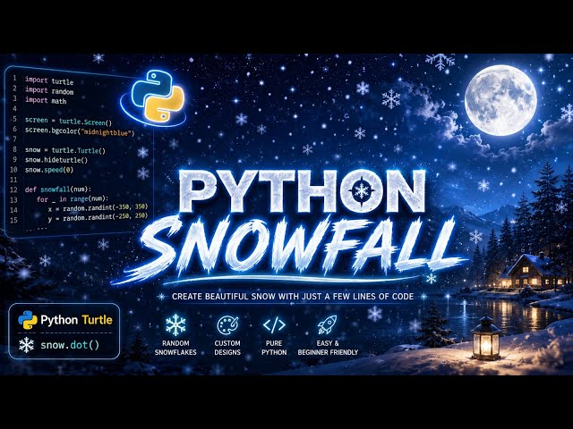 "I Coded Snowfall in Python ❄️🌙 | Turtle Graphics Animation"