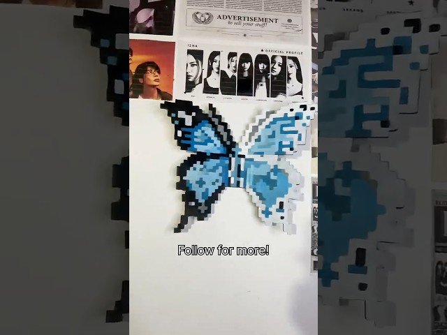 DIY Pixel Butterfly🦋#pixeldiy #pixelbutterfly #diywalldecor #handmade#brokeimbro#aestheticwalldecor