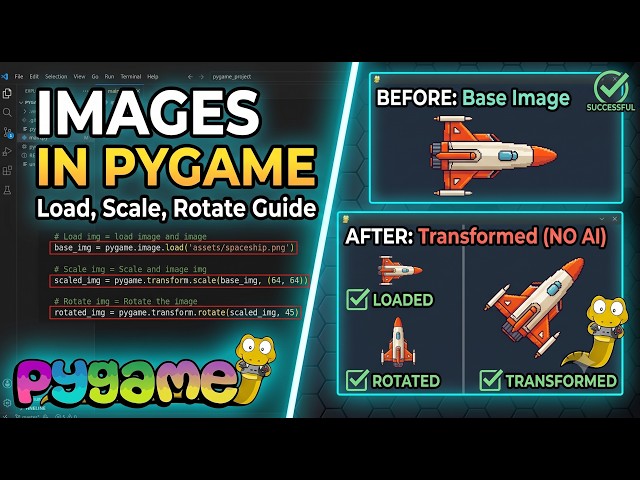 How to Easily Load, Scale and Rotate Images in Pygame | Pygame Tutorial for Beginners | No AI