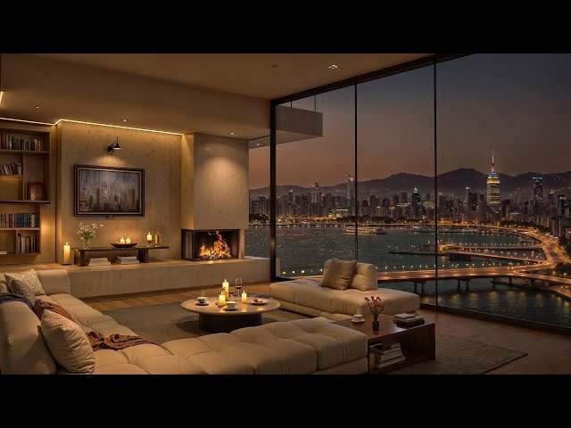 Sleep and Chill with Calm Jazz Music in Cozy Apartment Ambience Overlooking the Peaceful Seaport