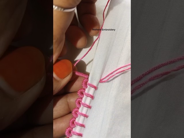 Beautiful & easy border design embroidery pattern ✨🪡#embroidery #viralvideo #viralshorts #diy