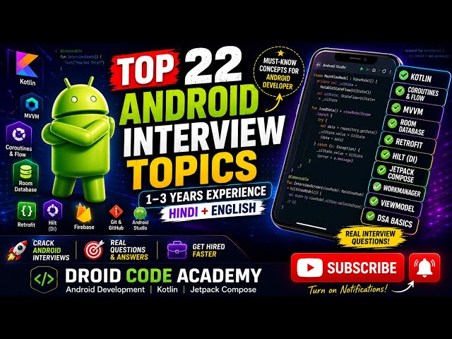 TOP 22 Android Interview Topics 🚀 Every Android Developer Must Know (1–3 Years Experience)